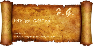 Hága Géza névjegykártya